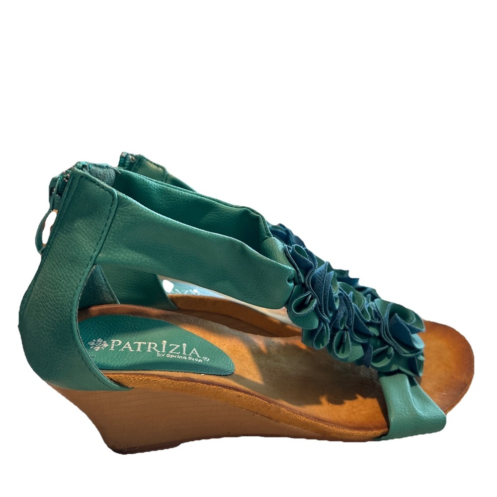 Patrizia By Spring Step Womens 37 EU Harlequin Blue Floral Wedge Zip Sandal 6.5